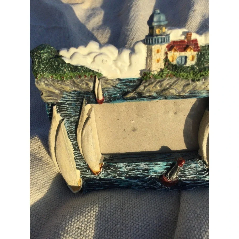 4” new Lighthouse small picture frame‎ sailboat boat ocean sea coastal beach